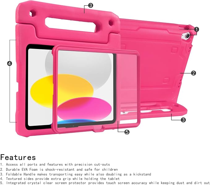 HDE Kids Shockproof Case Built-in Screen Protector for iPad 10th Gen 10.9