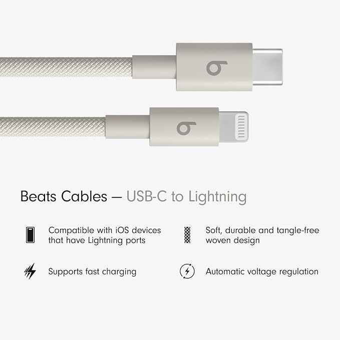 Beats 240W USB-C to USB-C Braided Cable Fast Charging Durable/Tangle Free Compatible with Apple and Android Devices (3 m/10 ft) – Bolt Black