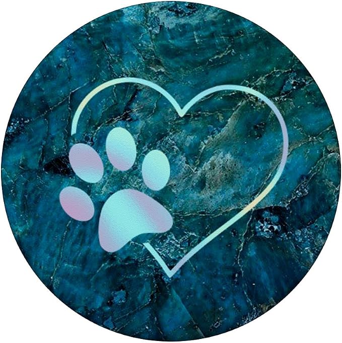 Rainbow Paw Print Heart Dog Cat Blue PopSockets Adhesive PopGrip
