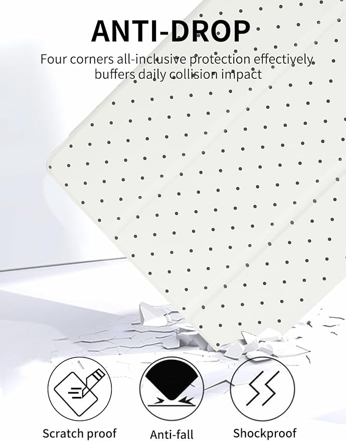 Trifold Stand Case for iPad Air 11 Inch M4/M3/M2 (8th 2026/7th 2025/6th 2024) iPad Air 10.9 Inch 5th/4th Generation (2022/2020) Trendy Cute Polkad Dot Print Aesthetic Pattern Design-Black
