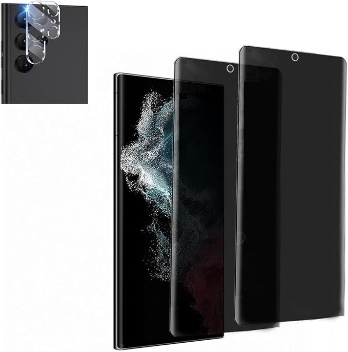 [2 +1]Pack Privacy Glass Designed for Galaxy S22 Ultra 5G 6.8 inch Screen Protector with 1PCS Tempered Glass Camera Lens Protector 2PCS Anti-peep Tempered Glass Film 9H Hardness Scratch Resistant for