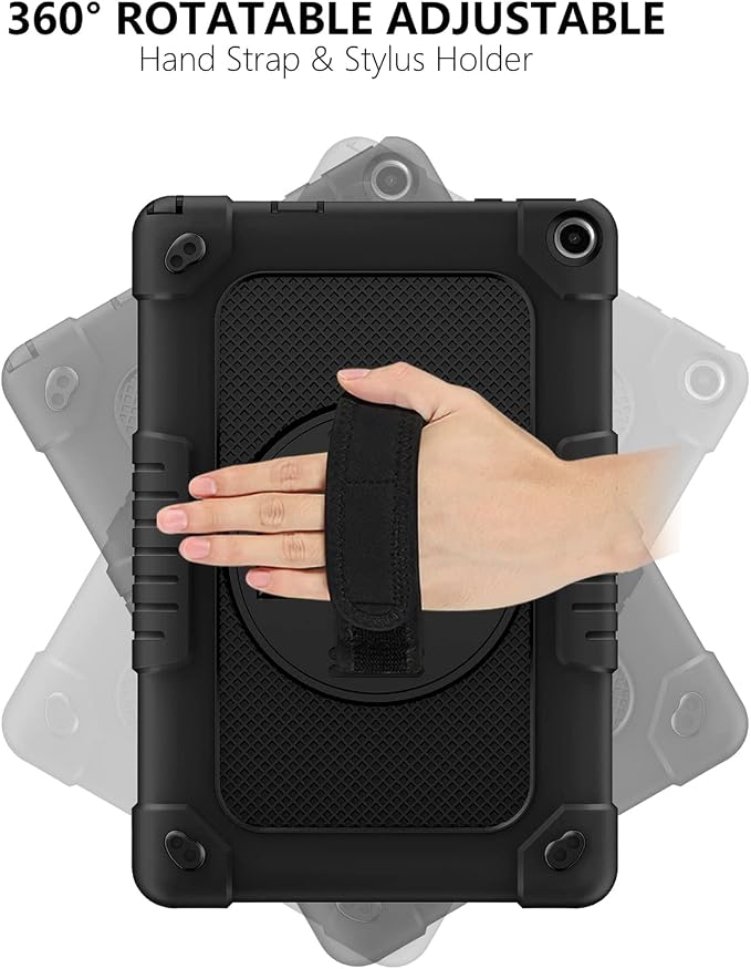 Mignova for Walmart Onn 10.1 2022 Model Gen 3 10.1 / for Walmart Onn 10.1 3rd Gen 100071485 Case Shockproof Kids Friendly Armor Case 360 Kickstand Shoulder Hand Strap Protective Shell (Black+Black)