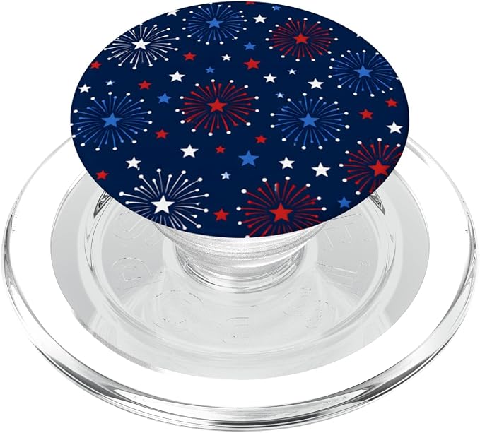 Firework Star Pattern Patriotic 4th of July Red White Blue PopSockets PopGrip for MagSafe