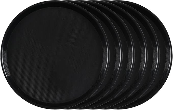 Zopnny 6-Pack Plastic Round Serving Trays, Breakfast Food Serving Trays Set