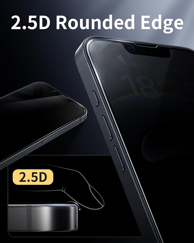 NIMASO for iPhone 17e/16e/13 Pro/13/14 Screen Protector 2 Pack Privacy Tempered Glass Screen Protector for iPhone 16e Anti-Spy Automatic Dust Removal Instant Installation (6.1 inches)