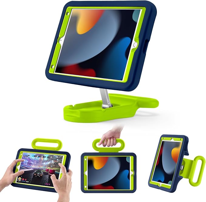 Kids Case for iPad 7th/8th/9th Gen 10.2 inchAdjustable Handle Stand(Black) | Adjustable Portrait/Landscape Stand/Drop Proof with Handle/KickstandChild Friendly Protective for iPad 10.2 2021/2020/201
