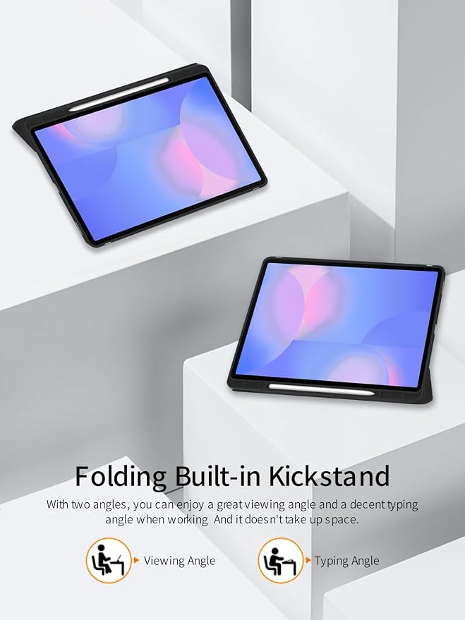for Samsung Galaxy Tab S10 FE+ 13 inch Tablet CaseBOVGAC Ultra Slim PU Leather Folding Protective Cover Case with Adjustable Soft TPU Back Shell Full Protection Scratch Resistant (Black)