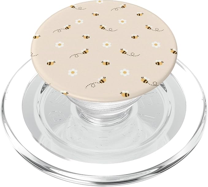 Beige Bee Daisy Floral Pattern PopSockets PopGrip for MagSafe