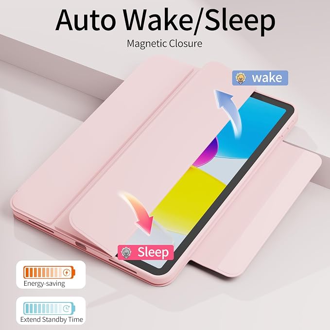 Detachable Case for iPad A16 11th Gen 2025 &amp iPad 10th 2022 Black | Slim Clear hard back TPU frame folio stand Pencil holder and auto wake/sleep for daily school work and light travel use