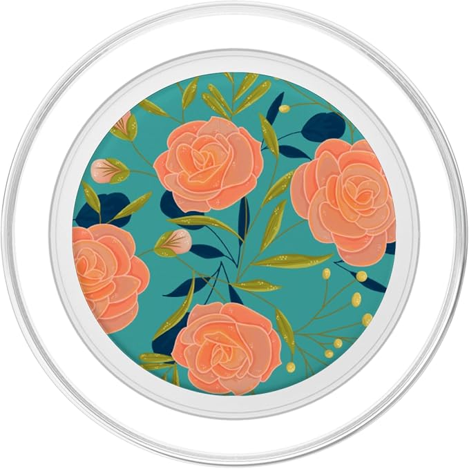 Turquoise Teal Blue Floral Flower Design PopSockets Adhesive PopGrip