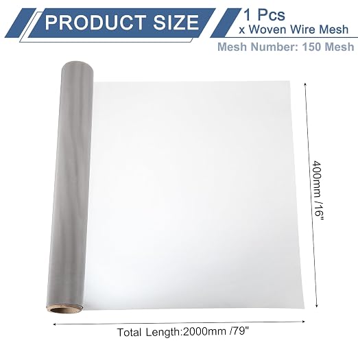 uxcell 150 Mesh 79" x 16" Woven Wire Mesh, 304 Stainless Steel Air Vent Filter