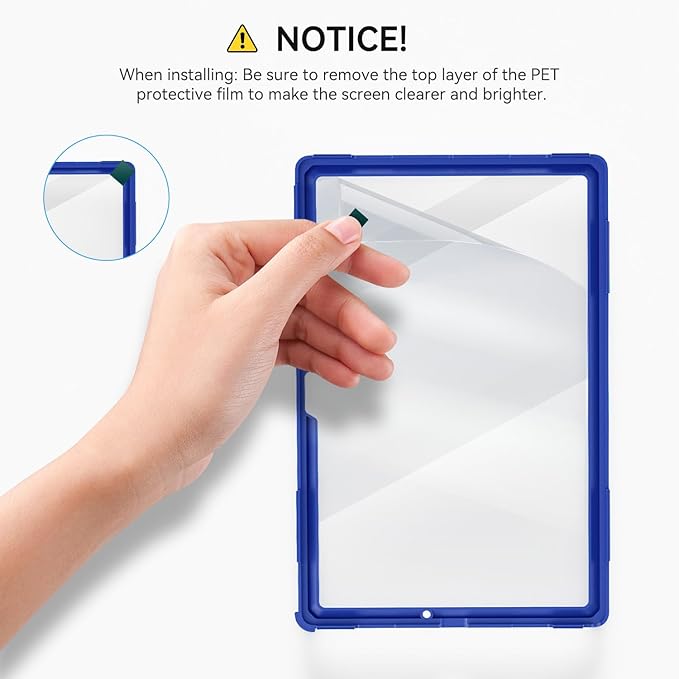 for Samsung Galaxy Tablet A8 Case 10.5 inch 2022 SM-X200/X205/X207 with Screen Protector [360 Rotating Stand] &Hand Shoulder Strap Shockproof Rugged Protective Cover|Black&Blue