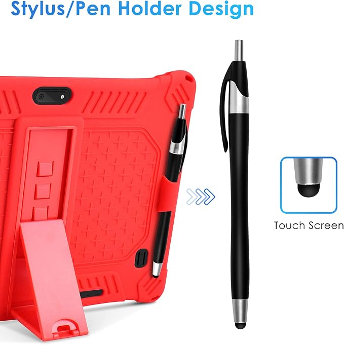 DETUOSI Case for YELLYOUTH 10.1 Tablet Soft Silicone Lightweight Case Compatible with Dragon Touch Notepad K10 ZONKO 10.1 Beyond Tab 10.1 with Stylus Pen and Shoulder Strap Black