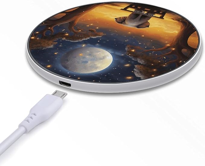 Animal Elephant Owl Tree Moon Star Wireless Charger Aluminum Alloy Frame 10W Fast Charging Pad with Indicator Light 6mm Thin &amp Portable Wireless Charging Pad for Travel Home Office Desk