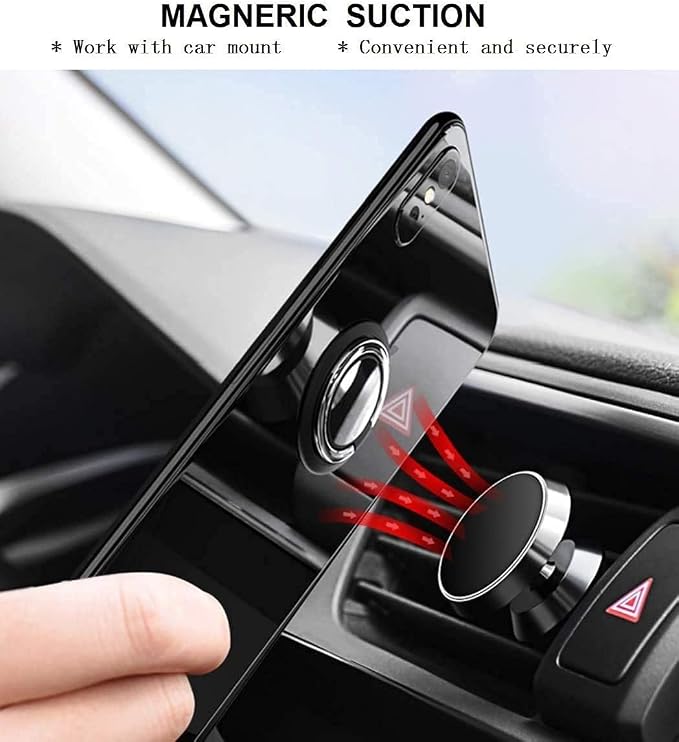 Case and Screen Protector for BLU K2 Rotating Ring [Magnetic Car Mount] TPU Protection Cover Phone Case and Screen Protector (Black)