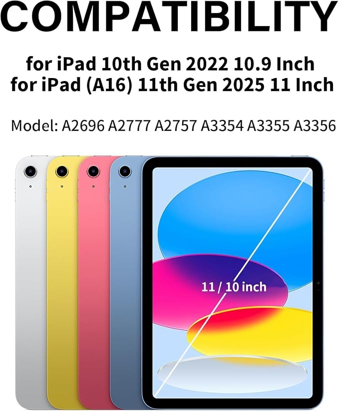 Clear Case for iPad A16 11th Generation 11 inch 2025 &amp iPad 10th Gen 10.9 inch 2022 with Pencil Holder Detachable Magnetic Rotating Transparent Hard PC Back Auto Wake/Sleep Trifold &amp Y Stan