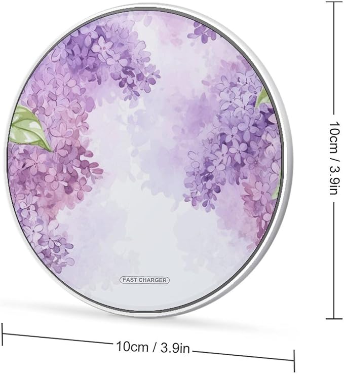 Framing Lilac Flowers in Blossom Wireless Charger 10W Qi-Certified Fast Wireless Charging Pad with USB Cable &amp LED Indicator Fashion Charger Mat Portable Charging Station for All Qi-Enabled Phone