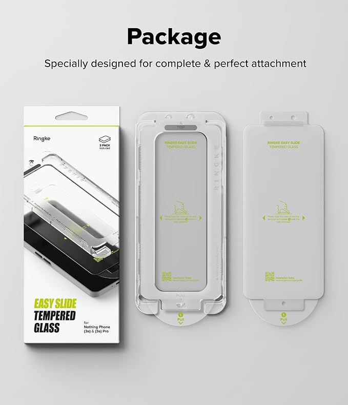 Ringke Easy Slide [Super Easy to Install] Compatible with Nothing Phone 3a / 3a Pro Screen Protector Case Friendly 9H Hardness Tempered Glass with Simple installation Tool - 2 Pack