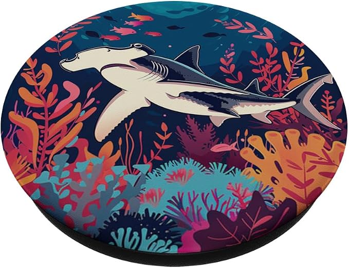 Hammerhead Shark Floral PopSockets Adhesive PopGrip