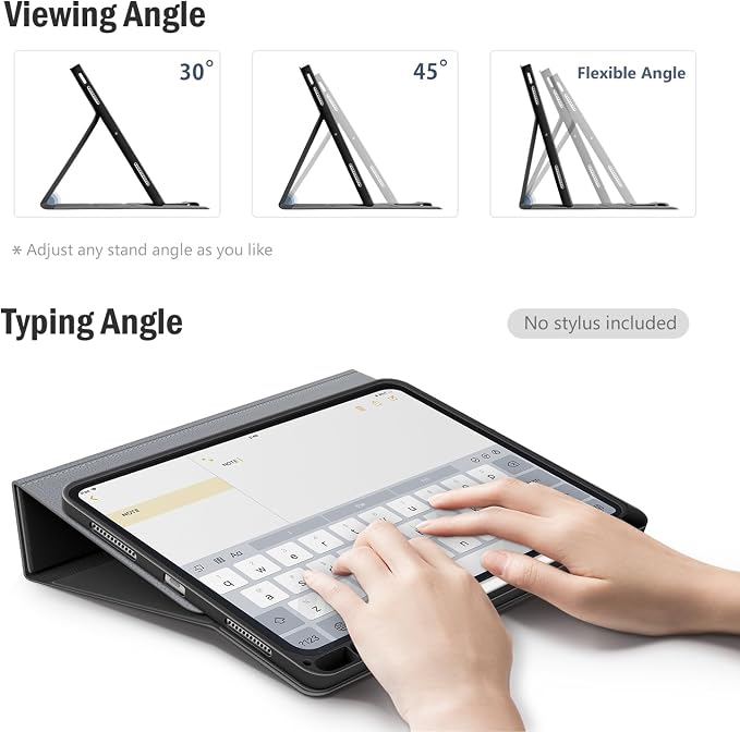 Antbox Case for iPad Air 11-inch M4/M3/M2 (2026/2025/2024) iPad Air 5th/4th Generation 10.9'' Vegan Leather with Pencil Holder Typing Angle Auto Sleep/Wake Muti-Stand (Black)