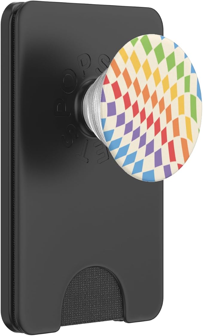 PopSockets Phone Grip – Checker Wavy Rainbow PopSockets PopWallet for MagSafe
