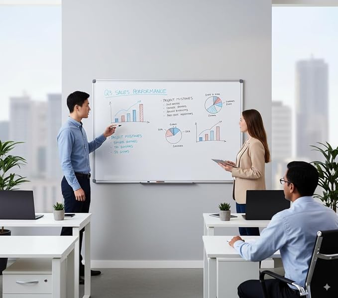 72 x 40 Inch Large Magnetic Whiteboard for Wall - Anti-Ghosting Dry Erase Board for Office Collaboration, Classroom Teaching & Agile Management - Silver Aluminum Frame (6 x 3.3 Ft)