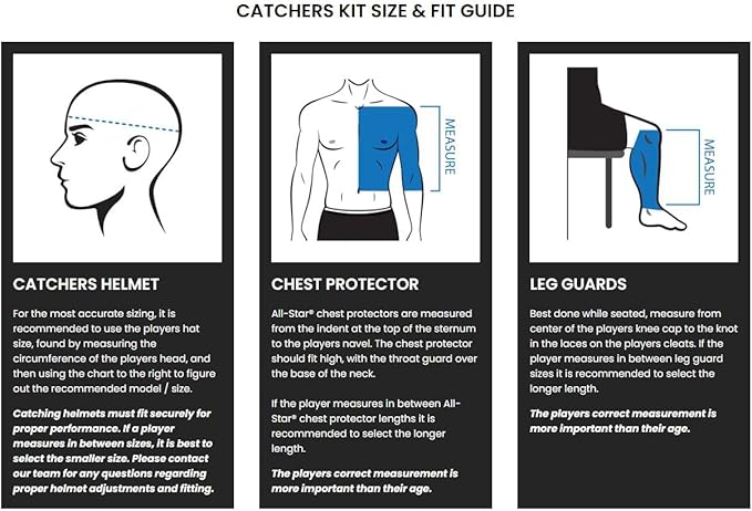 All-Star Catcher’s Gear Kit – Includes Helmet, Chest Protector & Leg Guards – Lightweight, Durable Baseball Protective Set, Meets NOCSAE