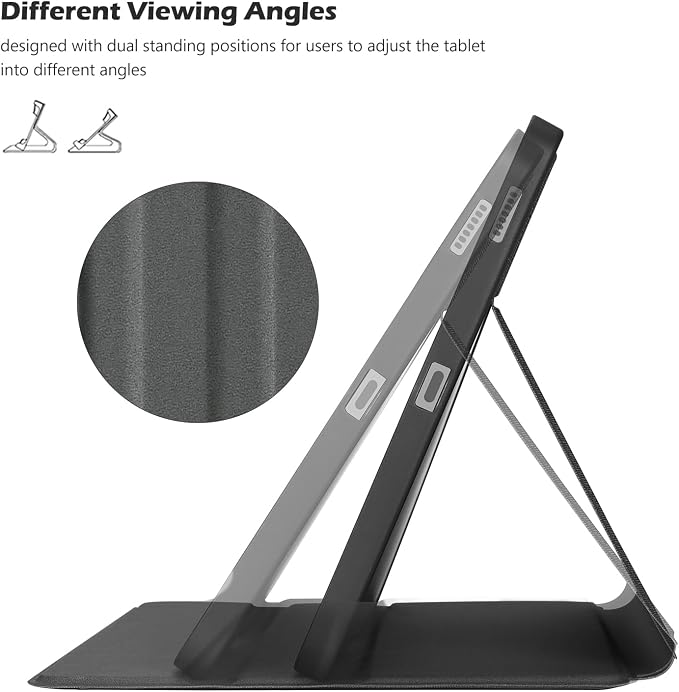ProCase Slim Stand Case for Galaxy Tab S10 FE / S9 FE 10.9 Black | Fits Galaxy Tab S10 FE / S9 FE 10.9 (SM-X520 / SM-X510) Built-In S Pen Holder Case Features Trifold Stand