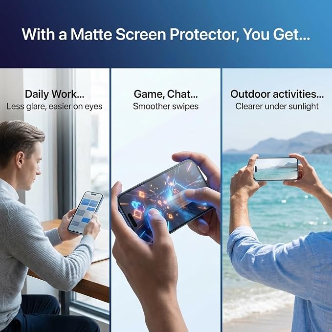 for iPhone 16 Pro Max Matte Privacy Screen Protector [2+2 Pack] 28° Side-View Privacy Tempered Glass with Camera Lens Protector Anti-Glare Anti-Fingerprint Bubble-Free Installation Frame Case Fri