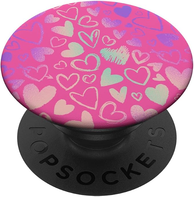 Rainbow Modern Hearts Pink PopSockets Adhesive PopGrip