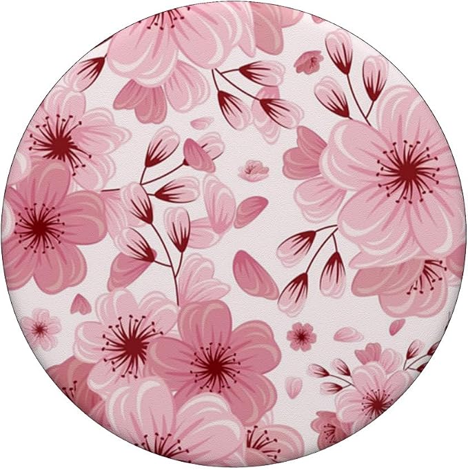 Pink Cherry Blossom Floral Pattern PopSockets PopGrip for MagSafe