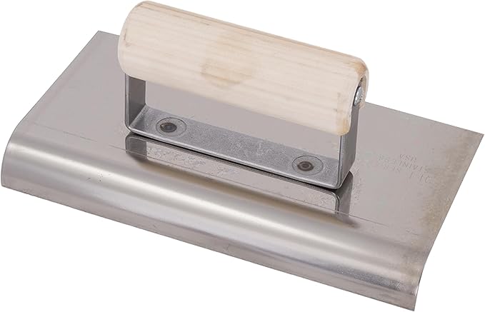 MARSHALLTOWN QLT Stainless Steel Hand Edgers, Wood Handle Material, 152mm Width, 203mm Length, 3mm Radius, 6mm Lip, Made in the USA, CE521S