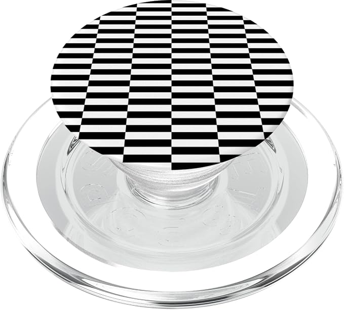 Black White pop Art Grid Stripes Minimalist Checkered 1960s PopSockets PopGrip for MagSafe