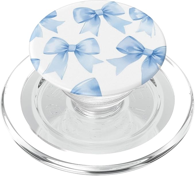 Light Blue Satin Bow Pattern PopSockets Adhesive PopGrip