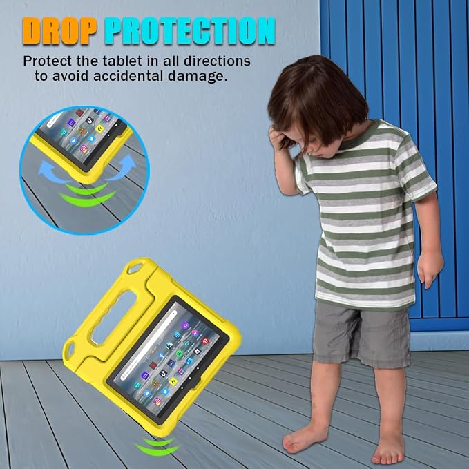 Kids Case for Amazon Fire 7 Tablet Case (12th Generation 2022)Blue | Lainergie Lightweight Easy to Carry Shockproof Kids Friendly Durable Hight Quality EVA Material Cover with Handle Stand
