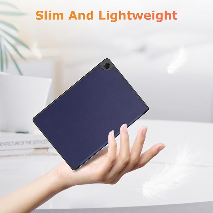 Case for Samsung Galaxy Tab A11/ A9 8.7 inch Tablet – Premium TPU Protective Cover with Folding StandPen Holder SlotAuto Sleep/WakeSlim LightweightShockproof(Dark Blue)