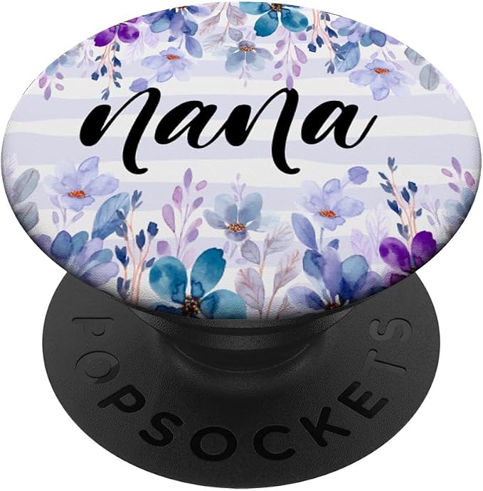 Nana Withe Blue Purple Flower For Women Grandma PopSockets Adhesive PopGrip