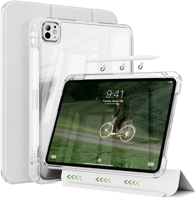 Case for iPad Air 13 Inch Case M4/M3/M2 (2026/2025/2024) Pro 12.9 Inch (6th/5th Gen 2022/2021) 2 in 1 Detachable Cover with Clear Hard Back Supports Touch ID Auto Wake/Sleep Black