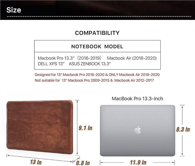 Top Grain Leather 12.9 Tablet Sleeve Slim Protector Vintage Design Fully Handmade Compatible with 12.9 iPad Pro 3/4/5/6 Gen Fits A2233 A2069 A2378 A2379 A2461 A2462 Coffee 12.9 Inch