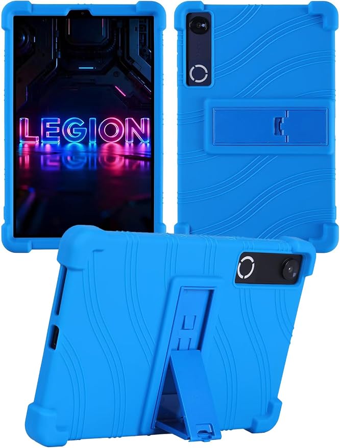 Silicone Case with Kickstand for Lenovo Legion Y700 Gen 4 / Gen 5 8.8 [TB323FU] Shockproof Protective Cover with Stand for Gaming Tablet (Black)