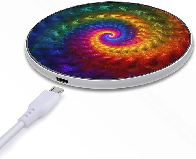 Psychedelic Tie Dye Wireless Charger Portable Charging Pad | LightweightAll Smartphone