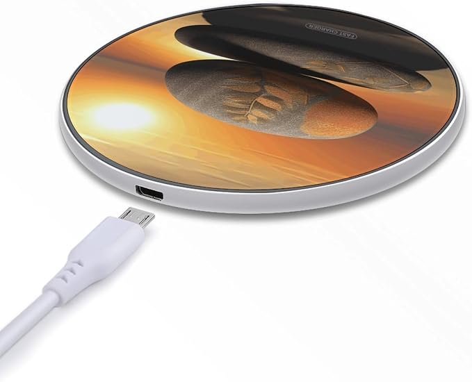 Sunrise Landscape Zen Stone Wireless Charger 10W Fast Charging Pad Anti-Slip Qi Certified Wireless Charging Pad Charging Station Portable Phone Charger for All Wireless Charging Smartphone