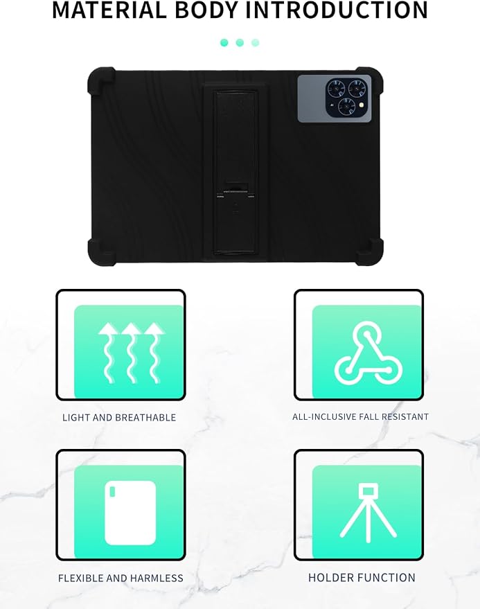 Case for KINGRID T90 11 inch Android 16 TabletWUNIAK Shock Proof Lightweight Stand Rubber Shell Protective CoverKids Friendly Soft Silicone Adjustable Stand CoverBlack