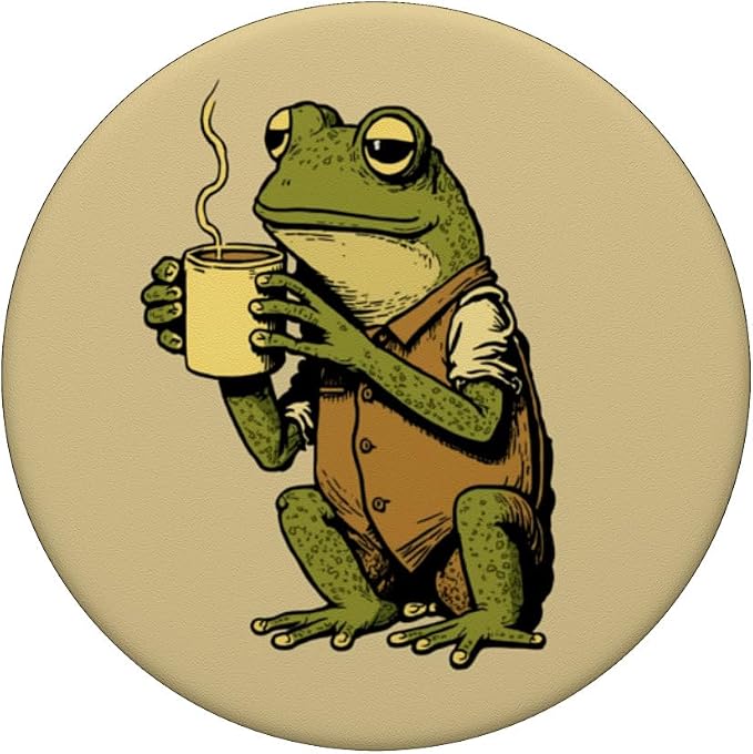 Cozy Frog Drinking Coffee PopSockets Standard PopGrip