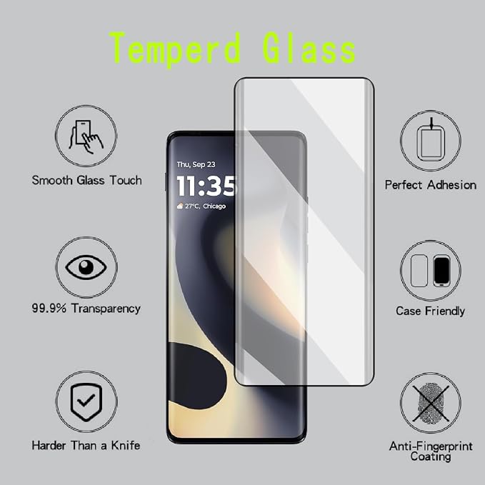 [4 Pack] Tempered Glass Screen Protector for Motorola Edge 2024 | Tempered Glass Scratch Resistant Easy-Install Bubble Free Anti-Fingerprint