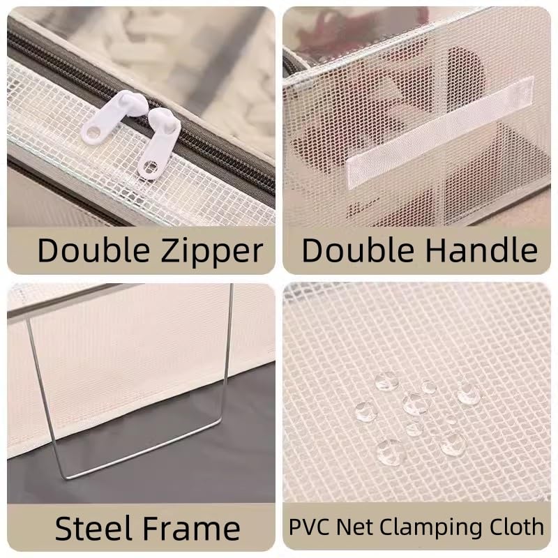 Stackable Storage Boxes with Clear Lids, 15.8-Inch Closet Storage Bins with Metal Frame for Shoe, Boot, ﻿Sneaker (1 Pack, 19Qt, 15.8x11.8x6in) - style: 1 Pack