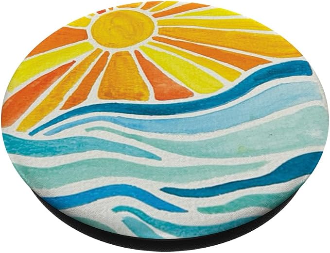 Sun and Waves Illustration PopSockets PopWallet for MagSafe