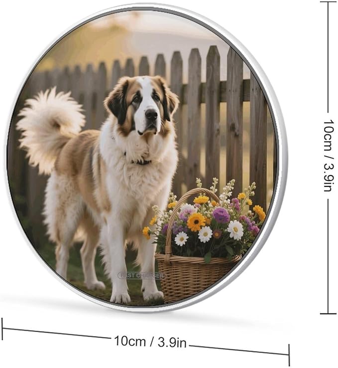 Flowers and Dogs Wireless Charger Fast Charging Pad | Anti-Slip Qi Certified Wireless Charging Pad for All Phones with Wireless Charging Function for Home Office Travel