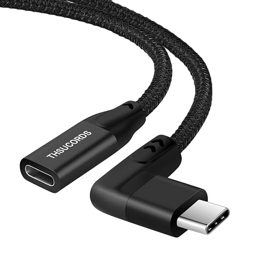 Thsucords 100W USB C Extension Cable 0.3FT 2Pack 10Gbps 90 Degree Right Angle USB C 3.2 Male to Female Extender Fast Charging Cord Compatible with MacBookiPad ProNintendo SwitchSteam Deck