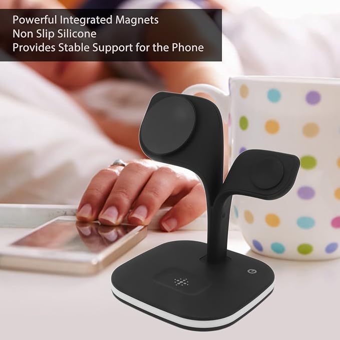 Socobeta 5 in 1 Wireless Charging Station Wireless Charger Stand Magnetic Fast Charger with Dimmable LED Light for